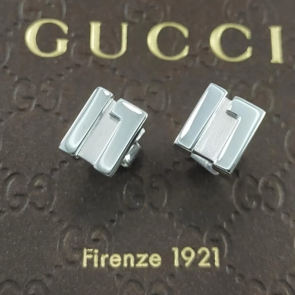 GUCCI G Logo Silver Earrings piercing SV925 Authentic Women's - Picture 2 of 7